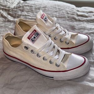 Converse Cream Canvas Low-Tops with Red Trim
